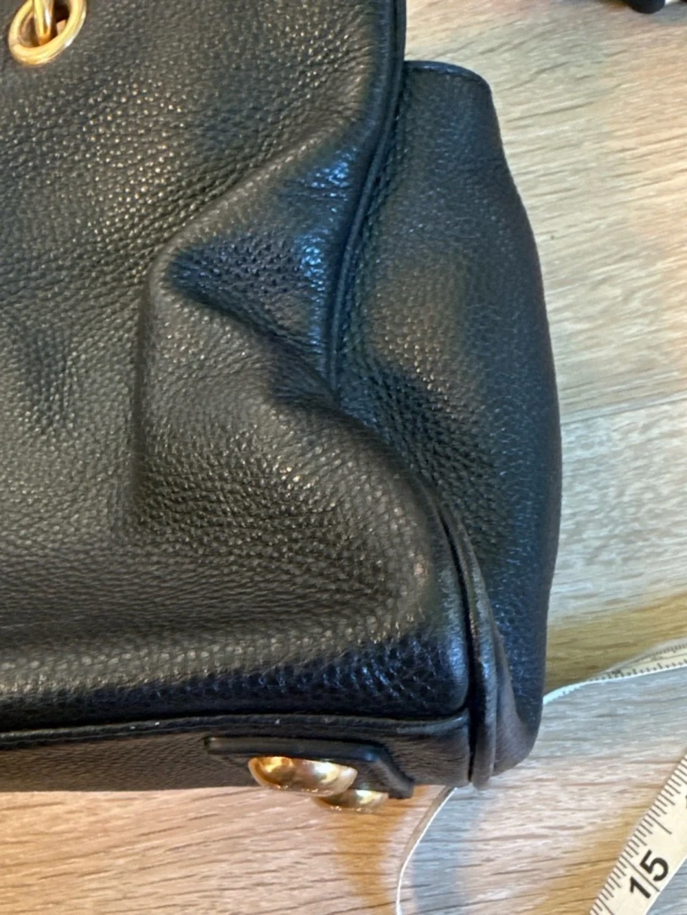Marc by Marc Jacobs Black Pebbled Leather Satchel with Gold Hardware